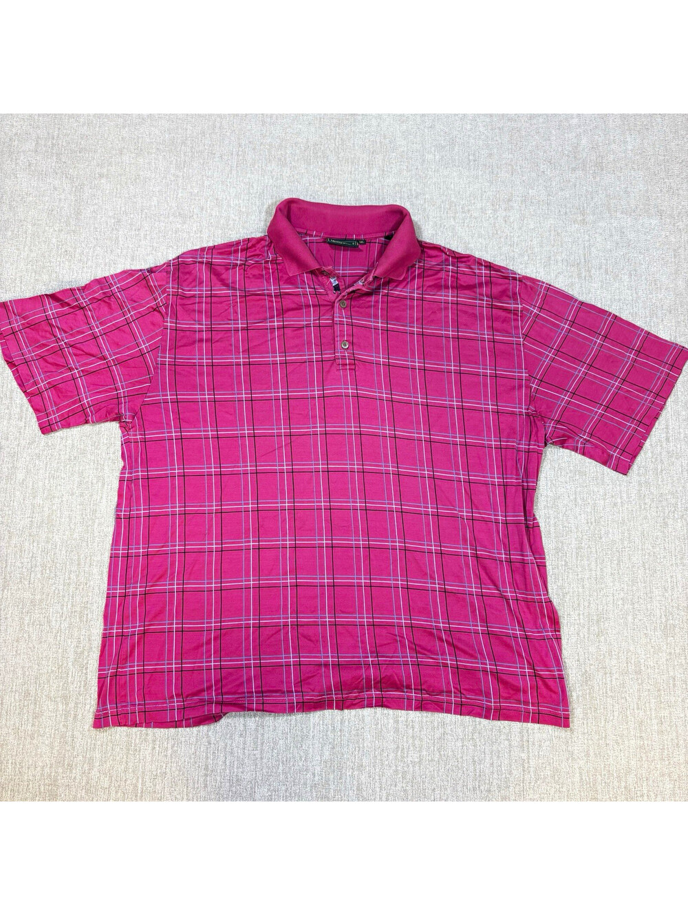 Bobby Jones Collection Mens 2XL Pink Plaid Golf Polo Embroidered Golfer XXL
